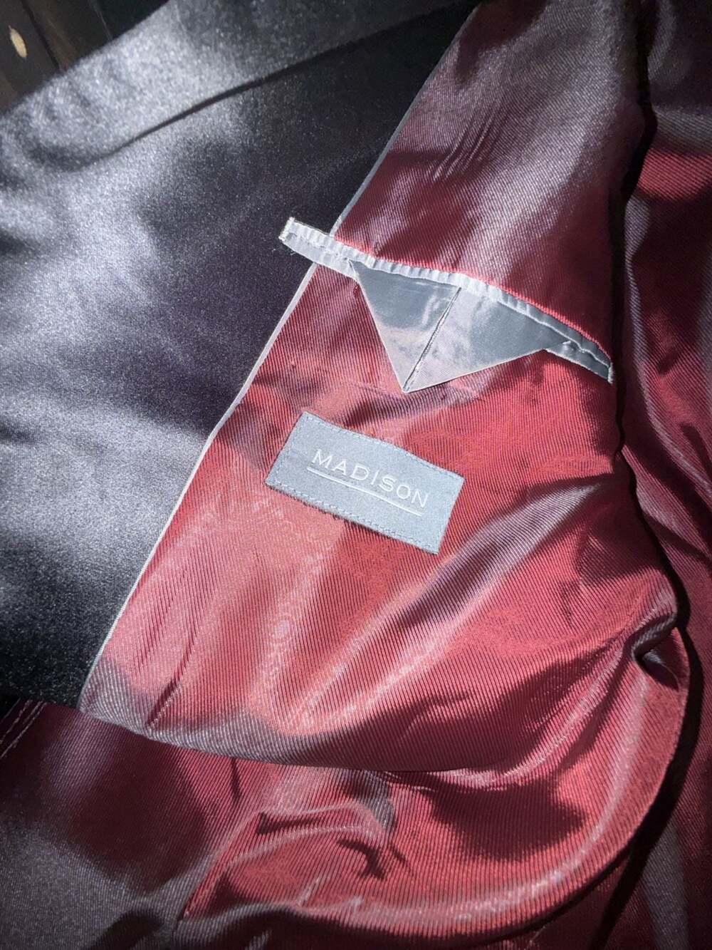 Madison Black Suit Jacket with Red Lining - Picture 2 of 5